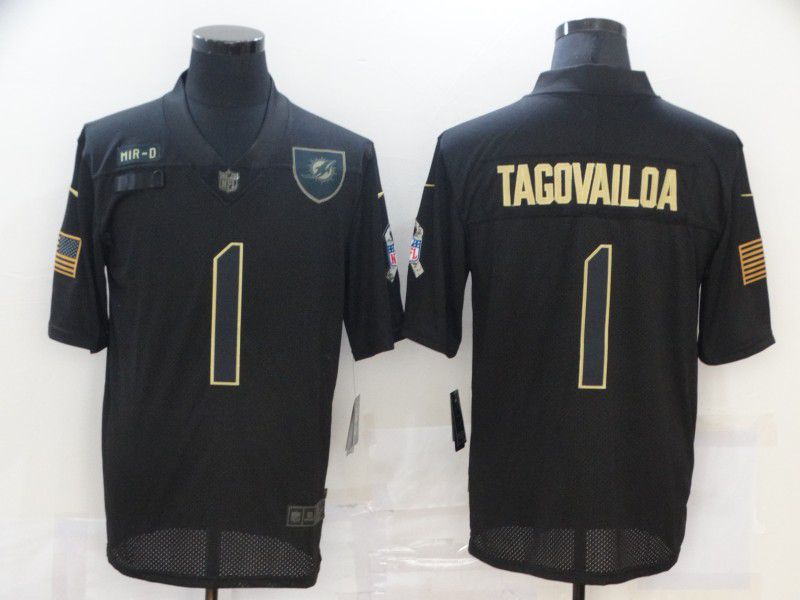 Men Miami Dolphins #1 Tagovailoa Black gold lettering 2020 Nike NFL Jersey->baltimore ravens->NFL Jersey